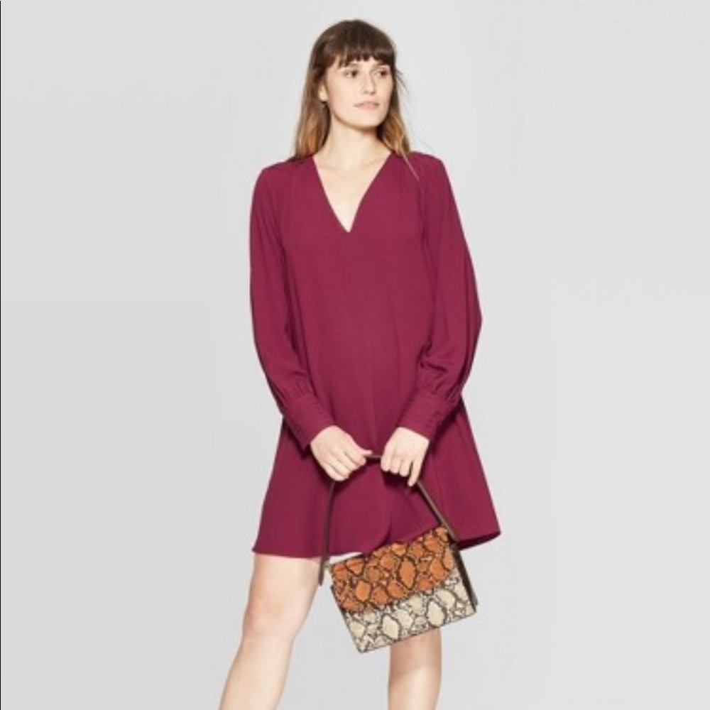 Maroon shift dress